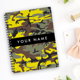 Agenda Camuflagem amarela e castanha Seu nome Personaliza