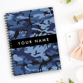 Agenda Camuflagem Azul Marinho Personalize seu nome