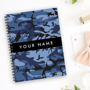 Agenda Camuflagem Azul Marinho Personalize seu nome