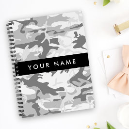 Agenda Camuflagem Cinza Neve de Inverno Personalize seu n