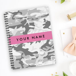 Agenda Camuflagem Cinza Neve de Inverno Personalize seu n