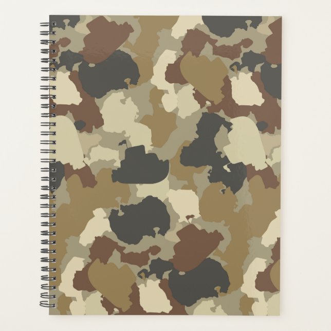 Agenda Camuflagem Militar Tons de Terra Marrom (Frente)
