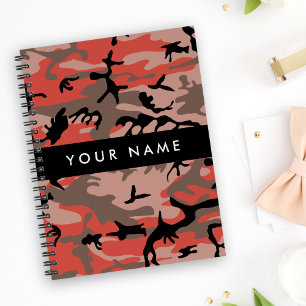 Agenda Camuflagem Vermelha e Castanha Seu nome Personaliz