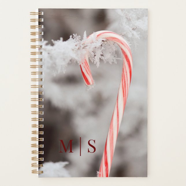 Agenda Canas de doces cobertas com floco de neve monogram (Frente)