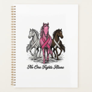 Agenda Câncer de Mama Suporte Cavalo Vetor Camisa Design_