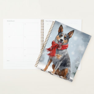 Agenda Cão Bovino Australiano no Natal com Neve