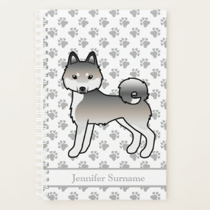 Agenda Cão De Cartoon Klee Kai, cinza E Branco Do Alasca