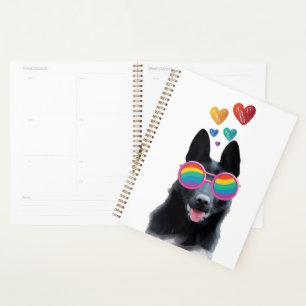 Agenda Cão Pastor Alemão com Corações Dia dos Namorados