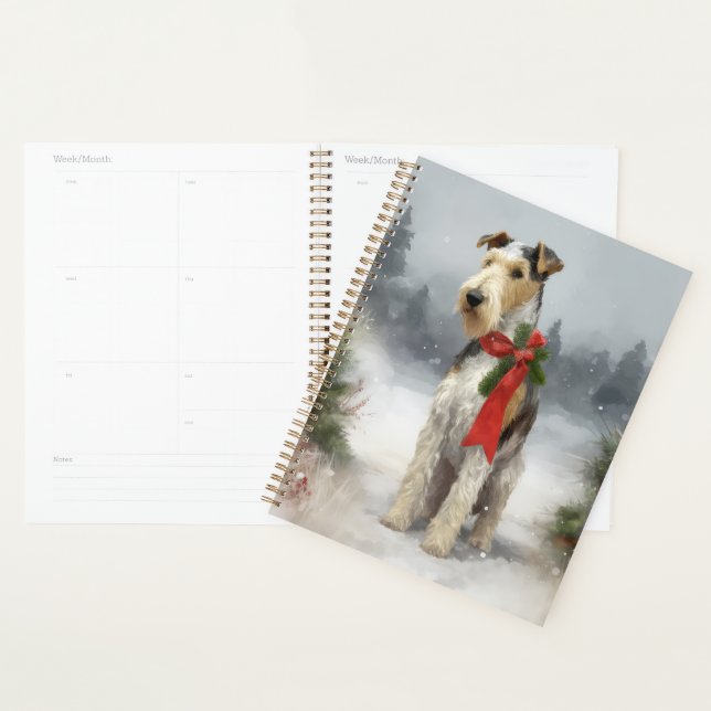 Agenda Cão Wirefox Terrier na neve Natal (Exibição)