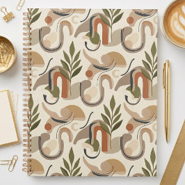 Agenda Capa de Caderno de Fundo Botânico Abstrato Boêmio