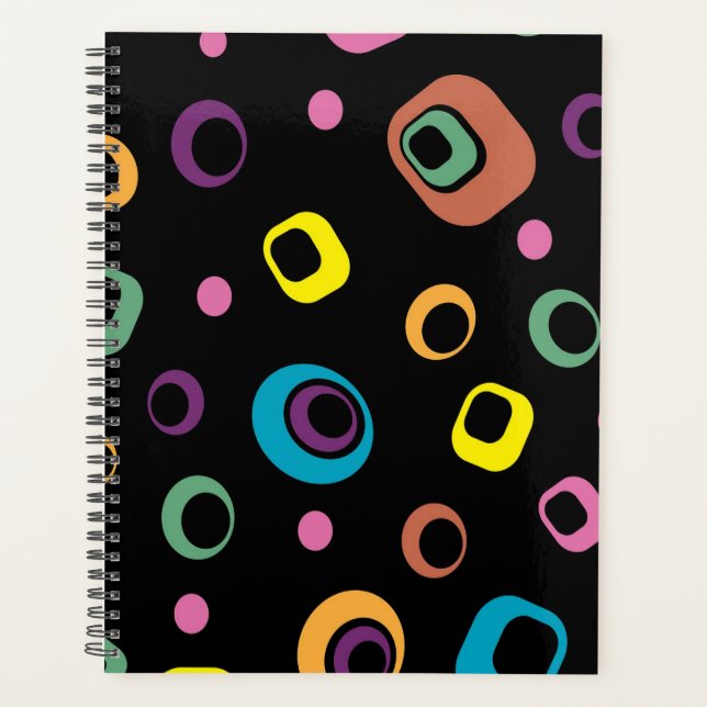 Agenda Capa dura abstrata geométrica mod retrô Groovy (Frente)