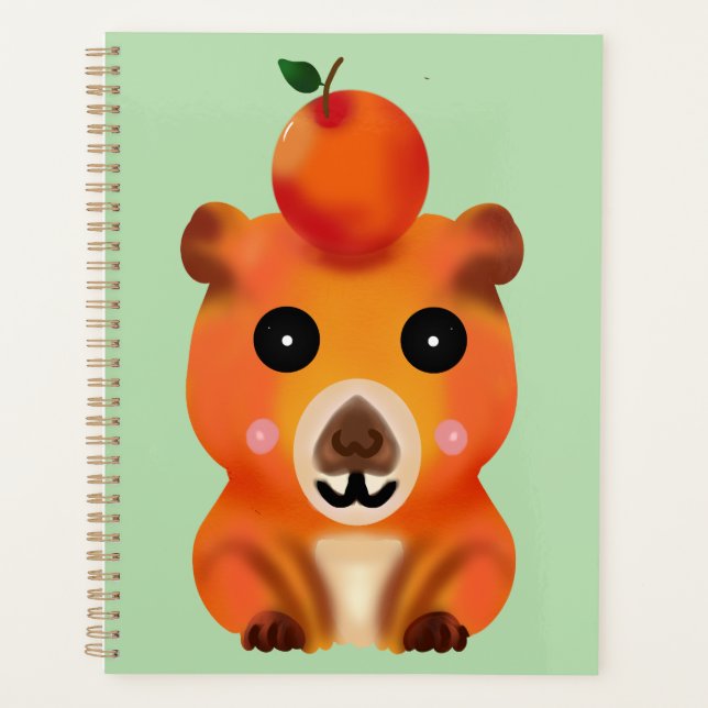 Agenda Capivara Fofa e Felpuda com Laranja | Ar Kawaii de (Frente)