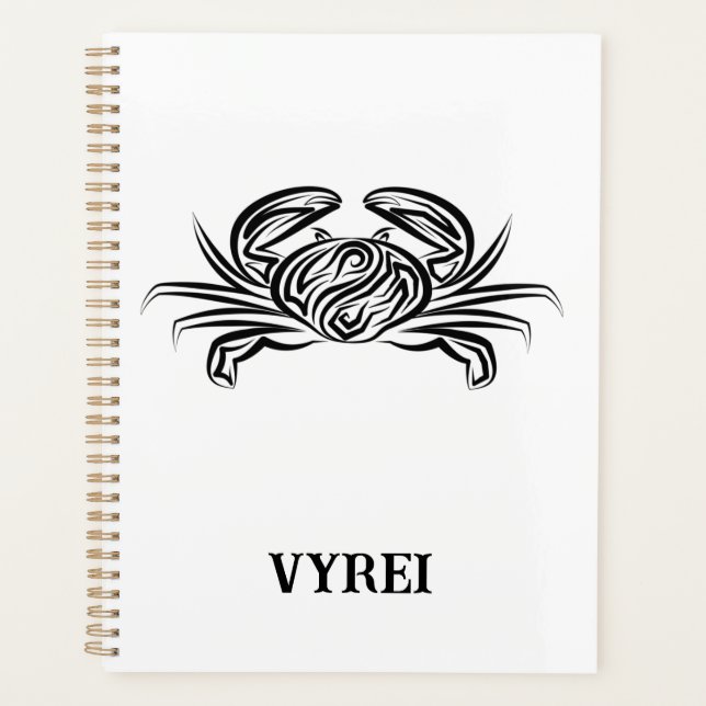 Agenda Caranguejo Tribal Negro e Branco (Frente)