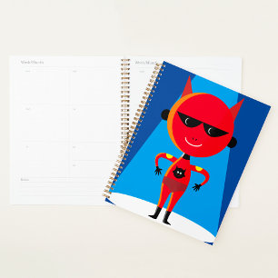 Agenda Caráter super-herói do diabo Vermelho e Azul negro