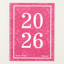 Agenda Carmim e Peônias Rosa Vibrante Ousado