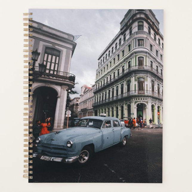 Agenda Carro vintage Clássico Azul Cityscape (Frente)