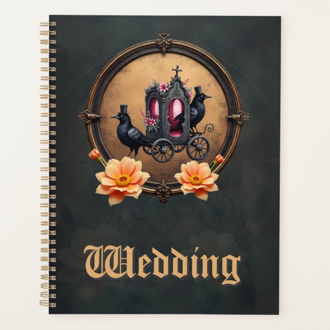 Agenda Carruagem Gótica com Ravens e Rosas (Frente)