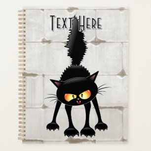 Agenda Cartoon de Gato Preto Feroz e Divertido 