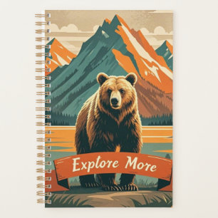 Agenda Cartoon de urso retrô e cordilheira