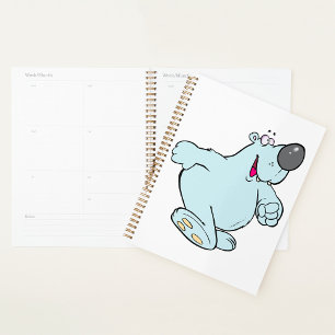 Agenda Cartoon Engraçado Urso Polar Um Caráter Azul
