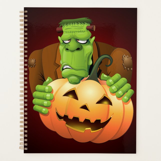 Agenda Cartoon Frankenstein Monster com Pumpkin (Frente)