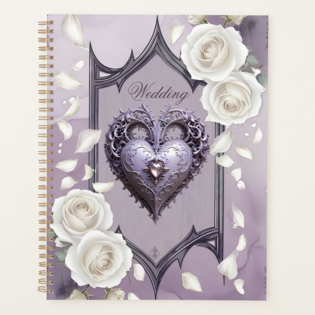 Agenda Cartucho com rosas brancas e cardíacas (Frente)