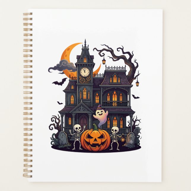 Agenda Casa Assombrada de Halloween Esqueletos Abóbora Fa (Frente)