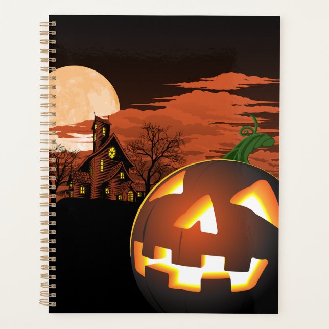 Agenda Casa Assustadora Clássica do Jack-O-Lantern de Hal (Frente)