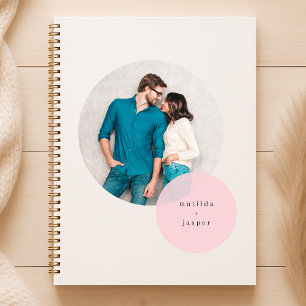 Agenda Casal Foto Rosa Círculo Moderno Mínimo Branco
