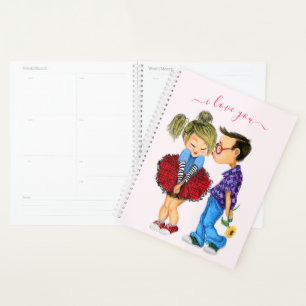 Agenda Casal Romântico bonito - Amor - Beijo Dia de os n