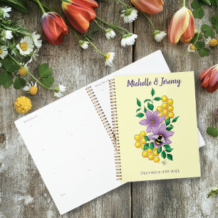 Agenda Casamento Amarelo das Flores de Lavanda de Bumbleb