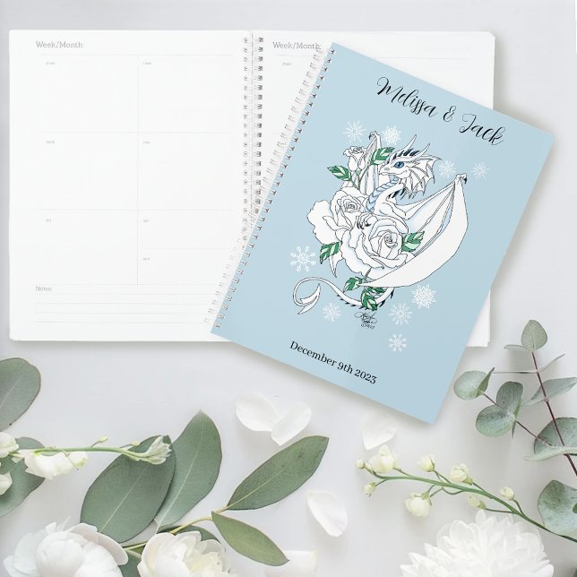 Agenda Casamento Azul com Floco de Neve do Dragão Branco  (Criador carregado)