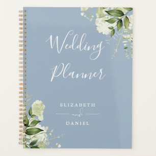 Agenda Casamento Azul Elegante Verde Dusty