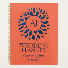 Agenda Casamento Azul Marinho e Coral
