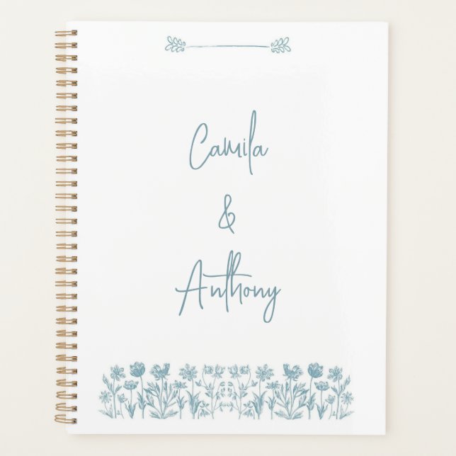 Agenda Casamento Blue Wildflower Boho (Frente)