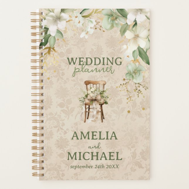Agenda Casamento Botânico Floral Vintage Boho (Frente)