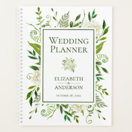 Agenda Casamento Branco Hydrangeas Floral Watercolor