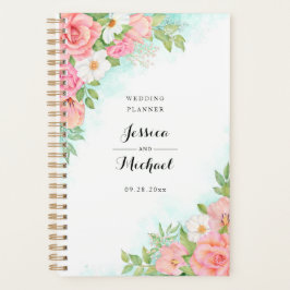 Agenda Casamento Buquê Floral de Ombre-Turquesa Rosa