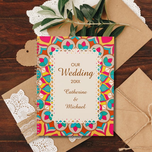 Agenda Casamento Colorido de Mandala Bold & Bright (Criador carregado)