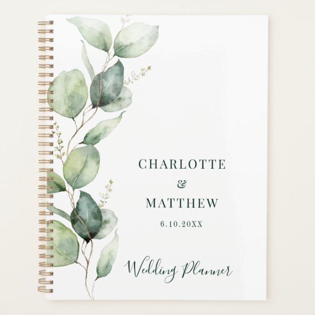 Agenda Casamento com Eucalipto em Aquarela (Frente)