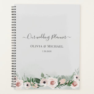 Agenda Casamento com Letra Floral Elegante em Aquarela