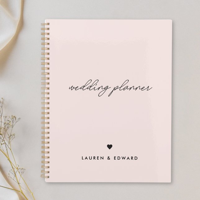 Agenda Casamento Cor-de-Rosa Mínimo Moderno (Criador carregado)