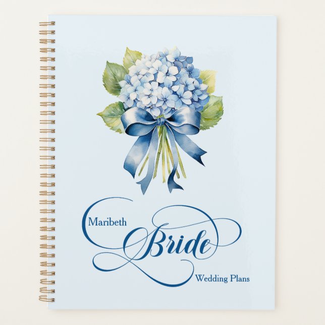 Agenda Casamento da Noiva do Buquê Hydrangea Azul (Frente)