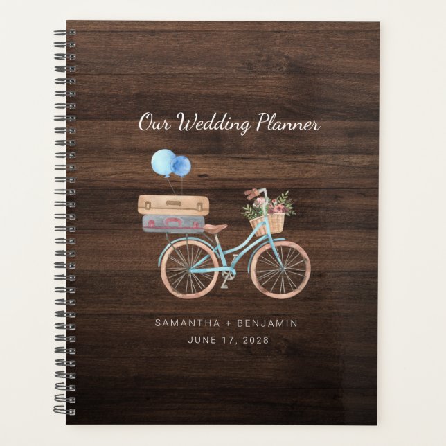 Agenda Casamento de Bike da Madeira rustica Elegante (Frente)