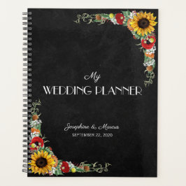 Agenda Casamento de Campo Russo de Chalkboard de Sunflowe