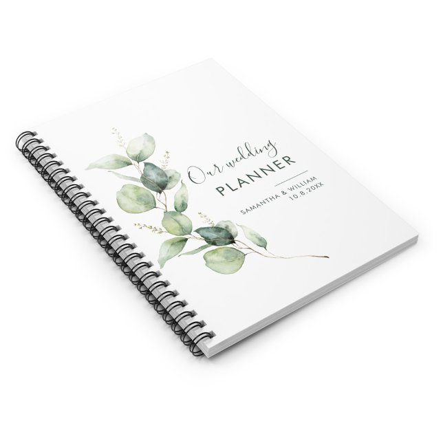 Agenda Casamento de Casais de Eucalipto Personalizado (Eucalyptus Greenery Wedding Planner)