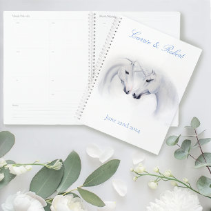 Agenda Casamento de Casal de Amor entre Unicórnios Branco