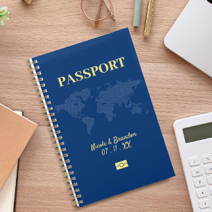 Agenda Casamento de Destino com Passaporte Azul e Amarelo
