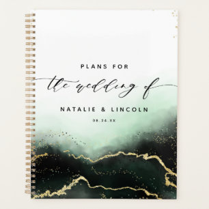 Agenda Casamento de Ethéal Mist Ombre Emerald Watercolor