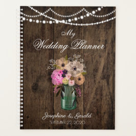 Agenda Casamento de Flor de Madeira Mason Jar